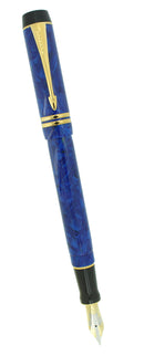 1996 PARKER DUOFOLD INTERNATIONAL LAPIS LAZULI BLUE FOUNTAIN PEN 18K FINE NIB MINT OFFERED BY ANTIQUE DIGGER