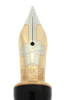 1996 PARKER DUOFOLD INTERNATIONAL LAPIS LAZULI BLUE FOUNTAIN PEN 18K FINE NIB MINT OFFERED BY ANTIQUE DIGGER