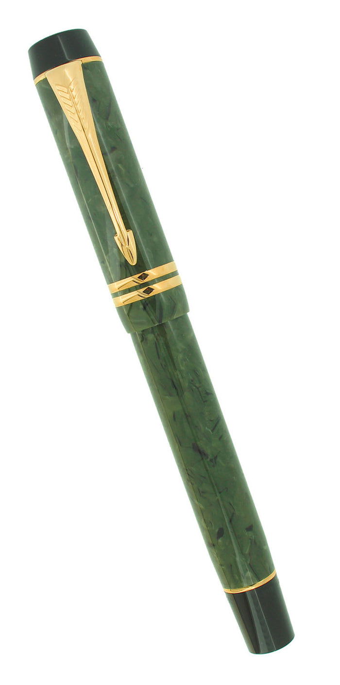 1996 PARKER INTERNATIONAL JADE DUOFOLD 18K MED NIB FOUNTAIN PEN NEVER