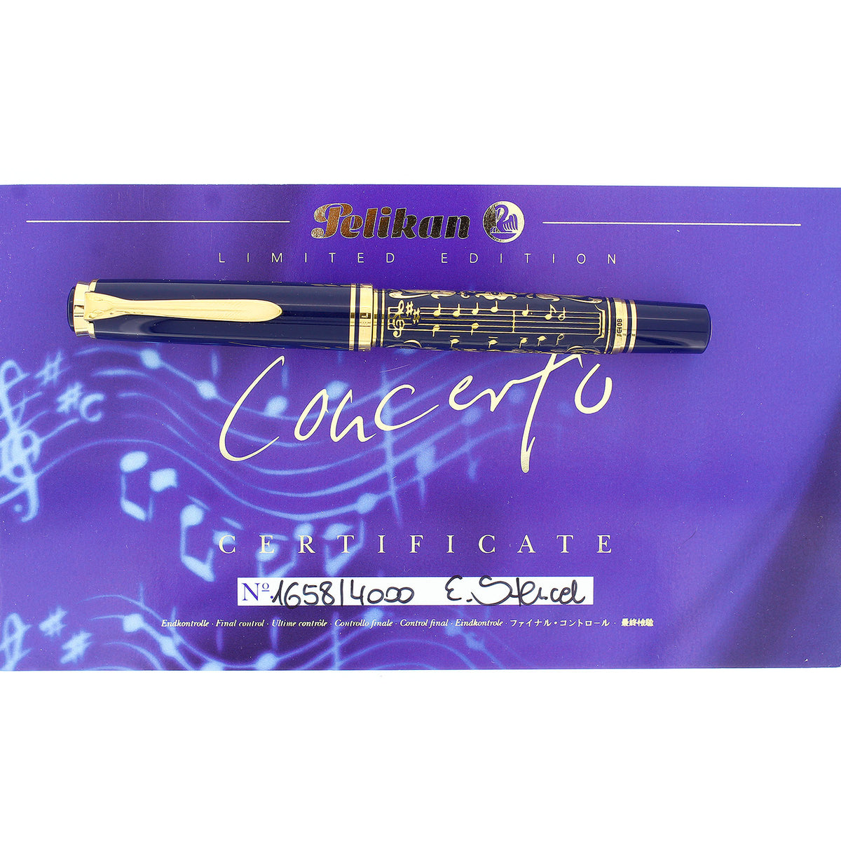 1996 PELIKAN M800 CONCERTO LIMITED EDITION FOUNTAIN PEN W/BOX & PAPERS