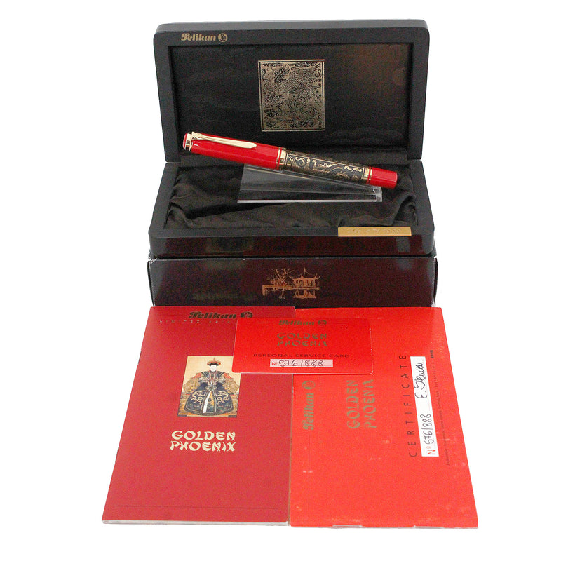 1996 PELIKAN M800 GOLDEN PHOENIX LIMITED ASIA 888 EDITION FOUNTAIN PEN W/BOX NEVER INKED OFFERED BY ANTIQUE DIGGER