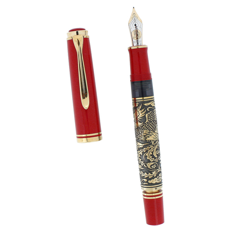 1996 PELIKAN M800 GOLDEN PHOENIX LIMITED ASIA 888 EDITION FOUNTAIN PEN W/BOX NEVER INKED OFFERED BY ANTIQUE DIGGER