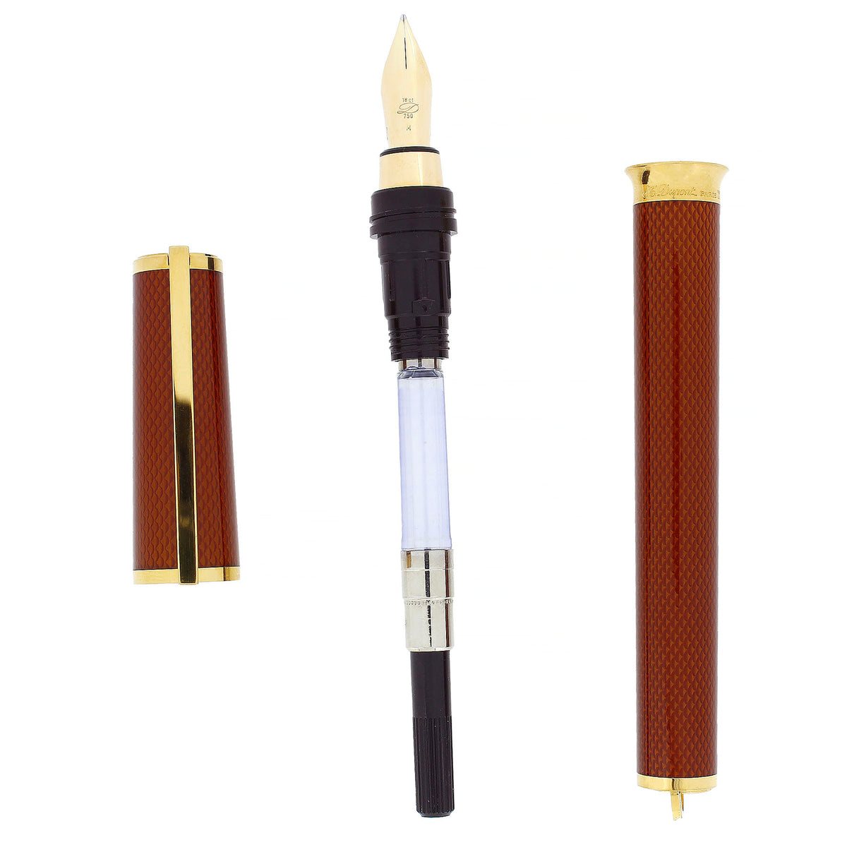 S.T. DUPONT MONTPARNASSE CHAIRMAN FOUNTAIN PEN GODRON PATTERN 18K