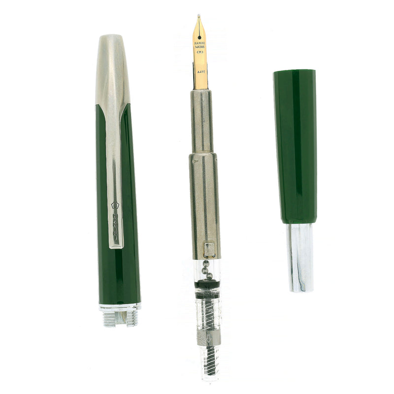1997 NAMIKI FACETED GREEN VANISHING POINT 14K MEDIUM NIB FOUNTAIN PEN