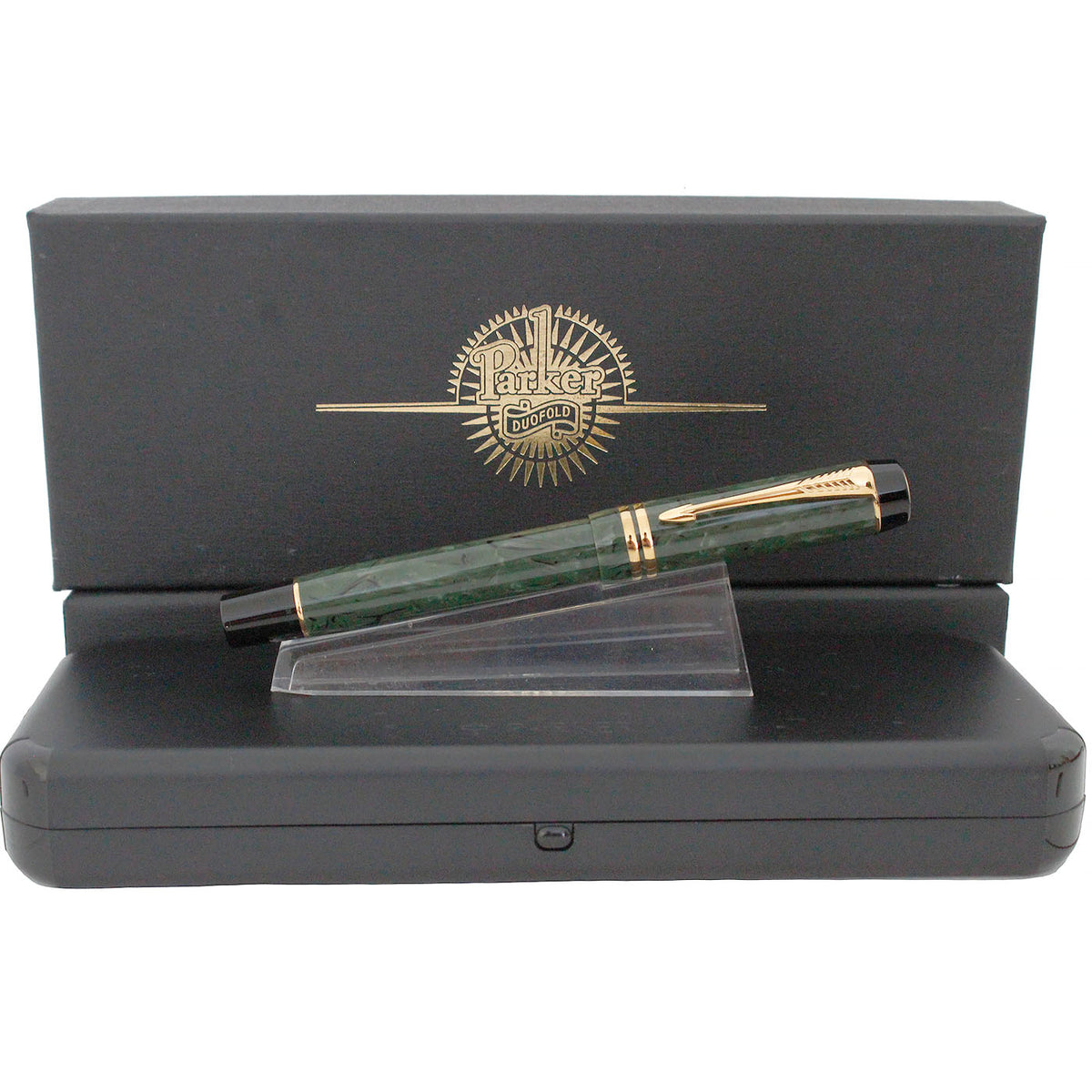 1997 PARKER INTERNATIONAL JADE DUOFOLD 18K MED NIB FOUNTAIN PEN NEVER