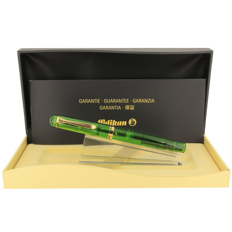 PRE-1997 PELIKAN M250 TRANSPARENT GREEN DEMONSTRATOR 14K XF NIB FOUNTA