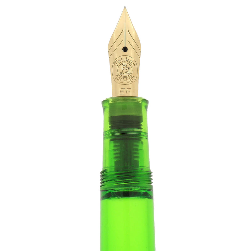 PRE-1997 PELIKAN M250 TRANSPARENT GREEN DEMONSTRATOR 14K XF NIB FOUNTA