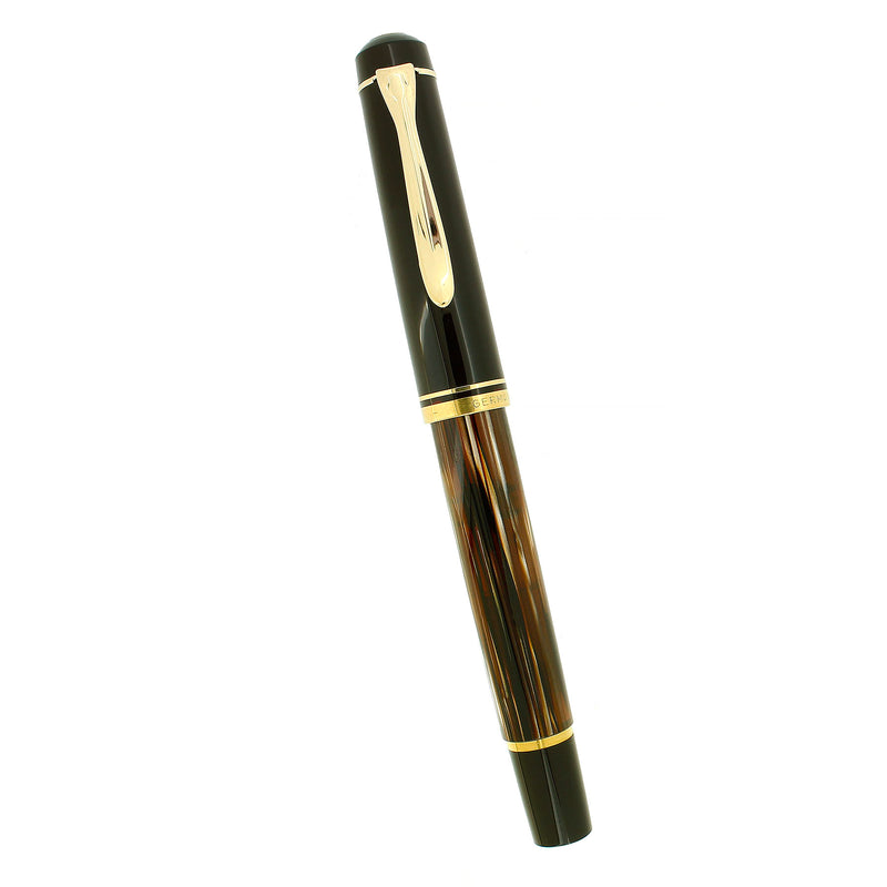 CIRCA 1997 PELIKAN SPECIAL EDITION M250 TORTOISE BROWN STRIPED 14C FINE NIB FOUNTAIN PEN OFFERED BY ANTIQUE DIGGER