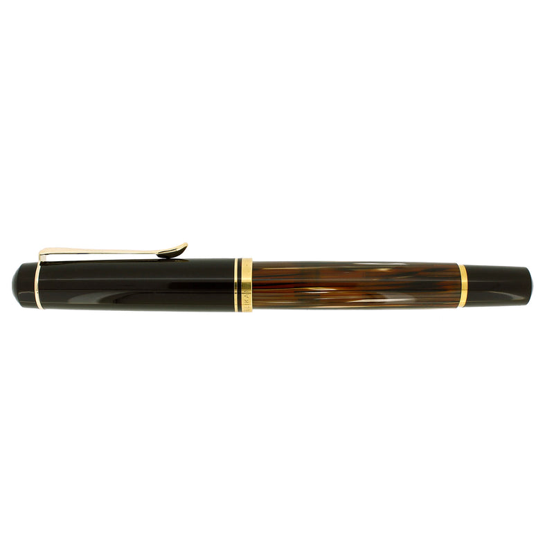 CIRCA 1997 PELIKAN SPECIAL EDITION M250 TORTOISE BROWN STRIPED 14C FINE NIB FOUNTAIN PEN OFFERED BY ANTIQUE DIGGER