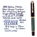 1998 PELIKAN M1000 GREEN STRIPE 18K MED ULTRA SMOOTH NIB FOUNTAIN PEN OFFERED BY ANTIQUE DIGGER