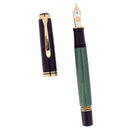 1998 PELIKAN M1000 GREEN STRIPE 18K MED ULTRA SMOOTH NIB FOUNTAIN PEN OFFERED BY ANTIQUE DIGGER