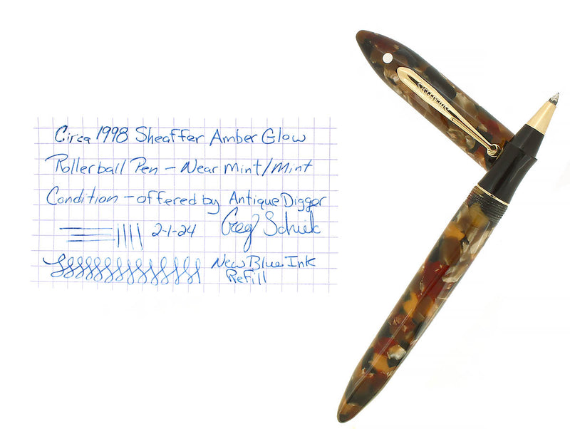 CIRCA 1998 SHEAFFER BALANCE II AMBER GLOW ROLLERBALL PEN NEW REFILL OFFERED BY ANTIQUE DIGGER