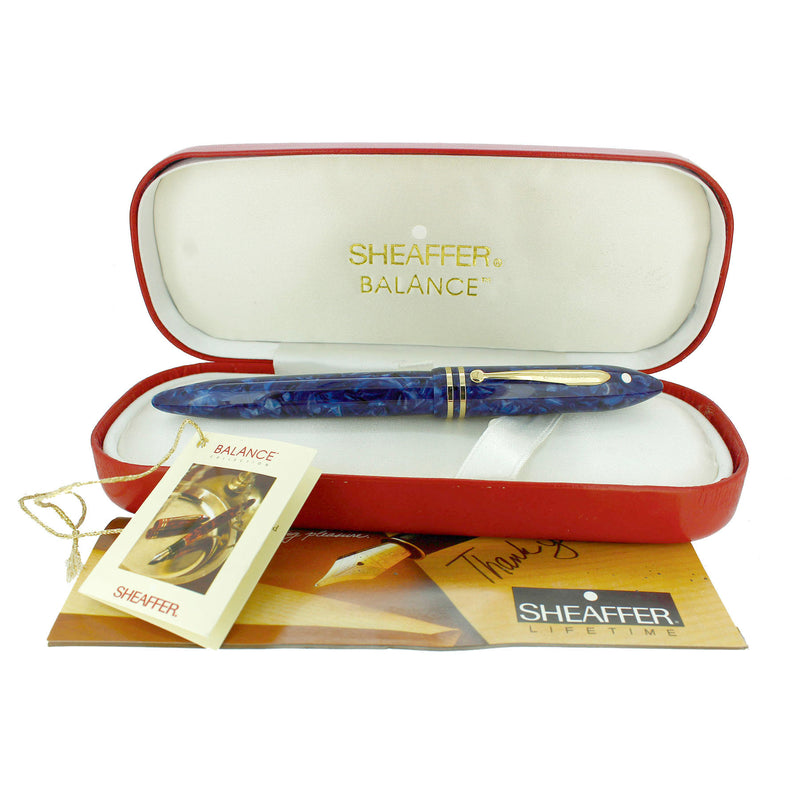 CIRCA 1998 SHEAFFER BALANCE II COBALT GLOW 18K MED NIB FOUNTAIN PEN NEVER INKED OFFERED BY ANTIQUE DIGGER