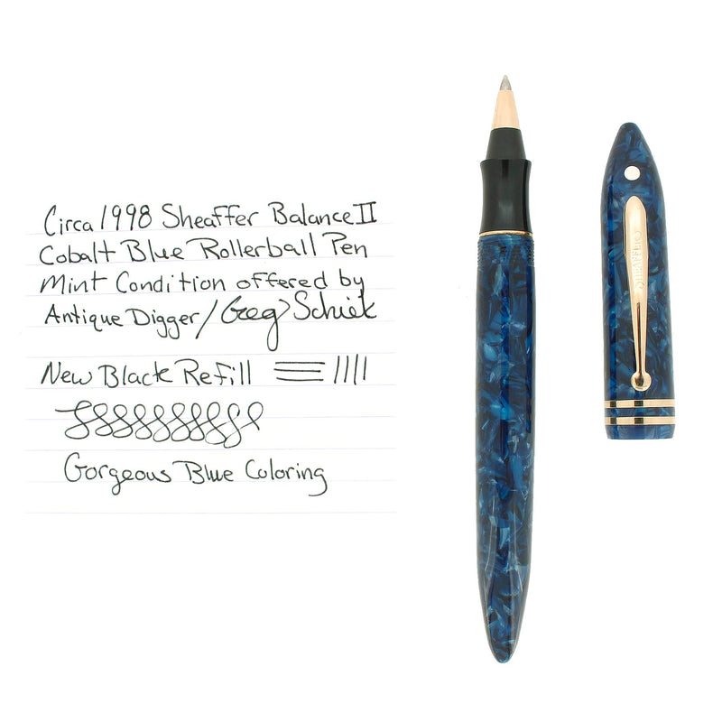 CIRCA 1998 SHEAFFER BALANCE II COBALT GLOW ROLLERBALL PEN NEW REFILL OFFERED BY ANTIQUE DIGGER