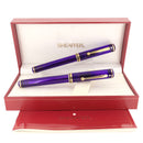 1998 SHEAFFER CONNAISSEUR ADRIATIC SEA PURPLE FOUNTAIN PEN & ROLLERBALL PEN SET OFFERED BY ANTIQUE DIGGER