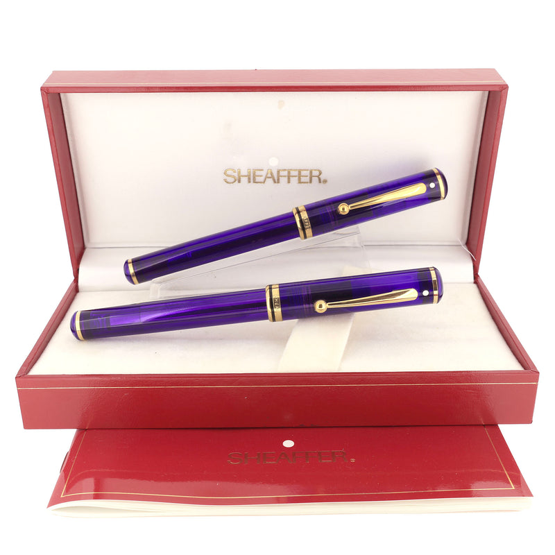 1998 SHEAFFER CONNAISSEUR ADRIATIC SEA PURPLE FOUNTAIN PEN & ROLLERBAL