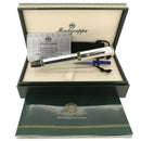 1999 MONTEGRAPPA ELEGANZA STERLING & GREEN PEARL LARGE FOUNTAIN PEN NEVER INKED OFFERED BY ANTIQUE DIGGER