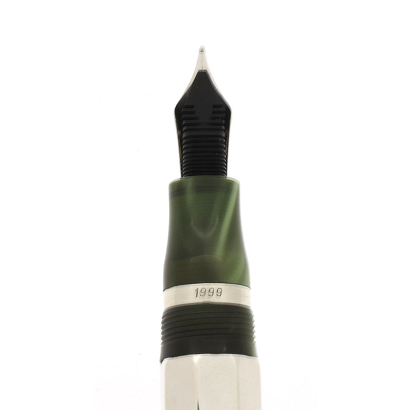 1999 MONTEGRAPPA ELEGANZA STERLING & GREEN PEARL LARGE FOUNTAIN PEN NE