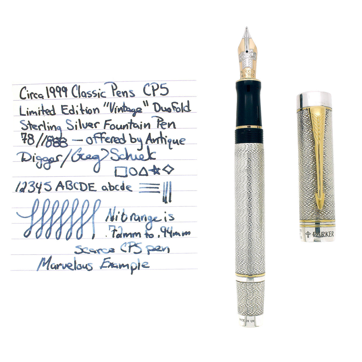 1999 PARKER DUOFOLD CLASSIC PENS CP5 VINTAGE LIMITED EDITION STERLING