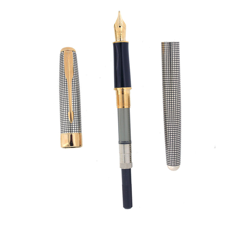 1999 PARKER SONNET CISELE STERLING SILVER FOUNTAIN PEN 18K FINE NIB NE