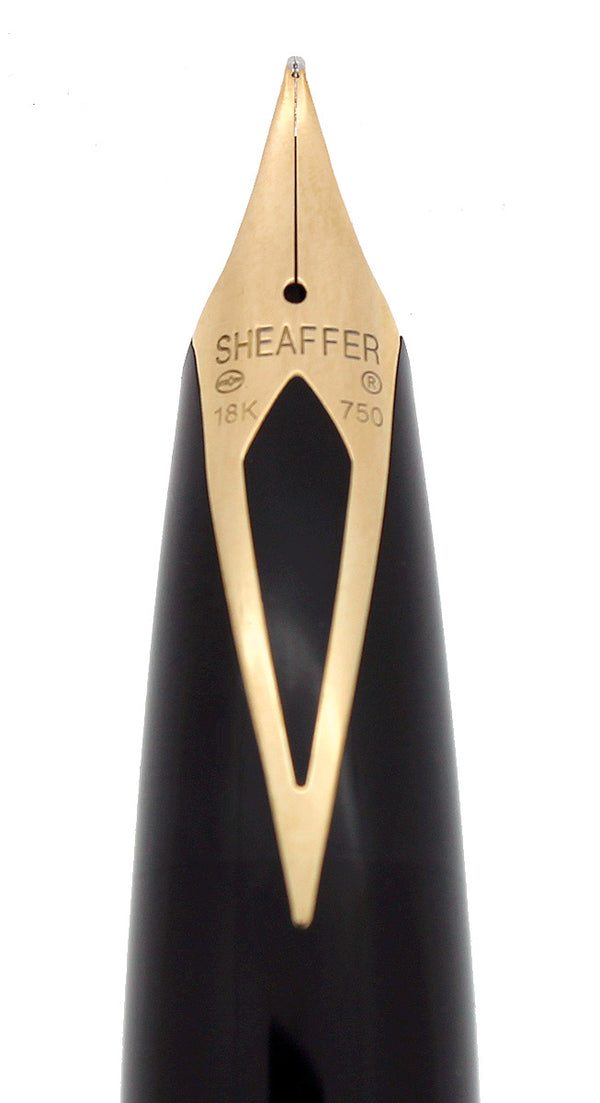 C1995 SHEAFFER LEGACY BRUSHED GOLD CAP BLACK LAQUE 18K MED NIB FOUNTAI