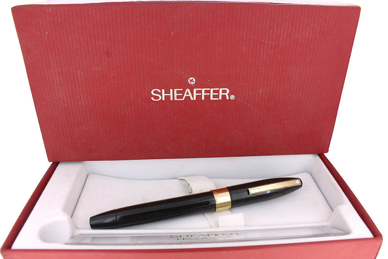 C1999 SHEAFFER LEGACY 2 BLACK LAQUE 18K MEDIUM NIB FOUNTAIN PEN NEVER INKED NOS OFFERED BY ANTIQUE DIGGER