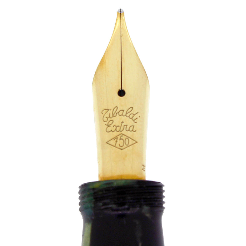 1990S TIBALDI BONONIA BLACK GREEN & GOLD CELLULOID FOUNTAIN PEN MINT OFFERED BY ANTIQUE DIGGER