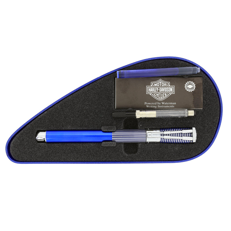 1999 WATERMAN BLUE & CHROME HARLEY DAVIDSON FOUNTAIN PEN IN GAS TANK B
