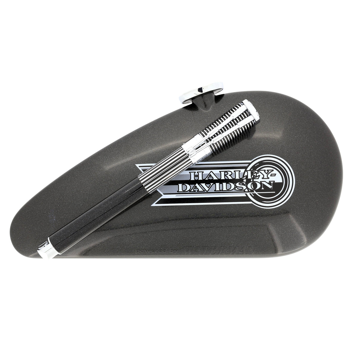 1999 WATERMAN CHROME & BLACK HARLEY DAVIDSON FOUNTAIN PEN IN GAS TANK