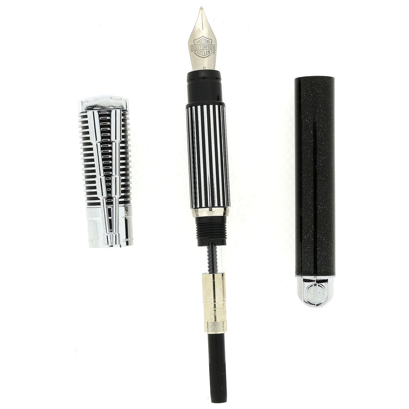 1999 WATERMAN CHROME & BLACK HARLEY DAVIDSON FOUNTAIN PEN IN GAS TANK