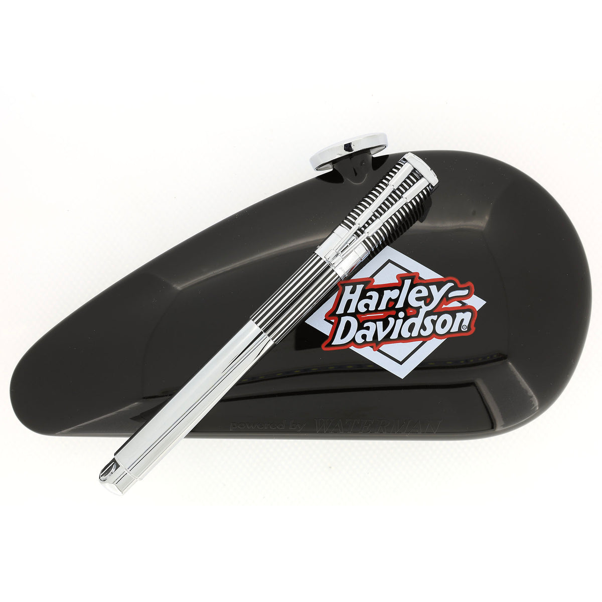 1999 WATERMAN BLACK & CHROME HARLEY DAVIDSON FOUNTAIN PEN IN GAS TANK