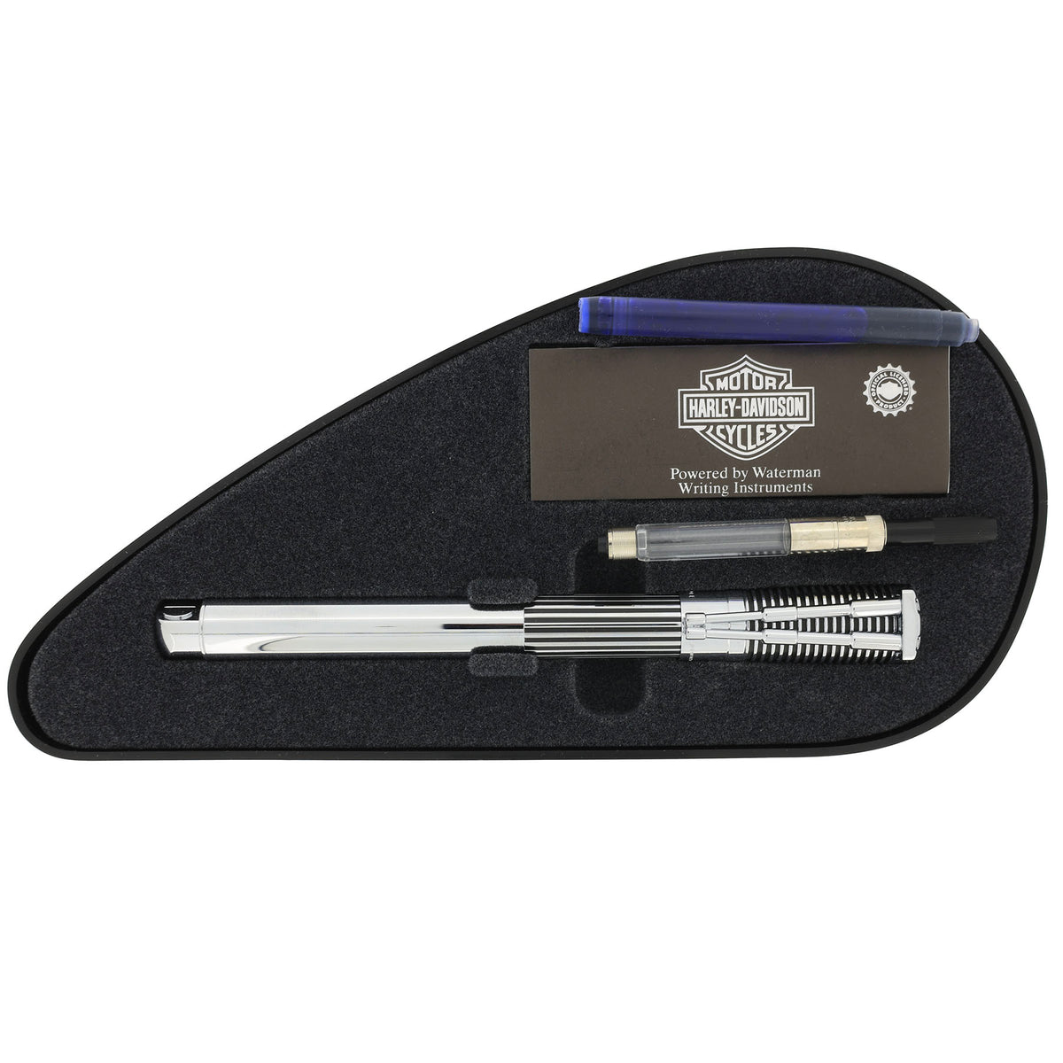 1999 WATERMAN BLACK & CHROME HARLEY DAVIDSON FOUNTAIN PEN IN GAS TANK