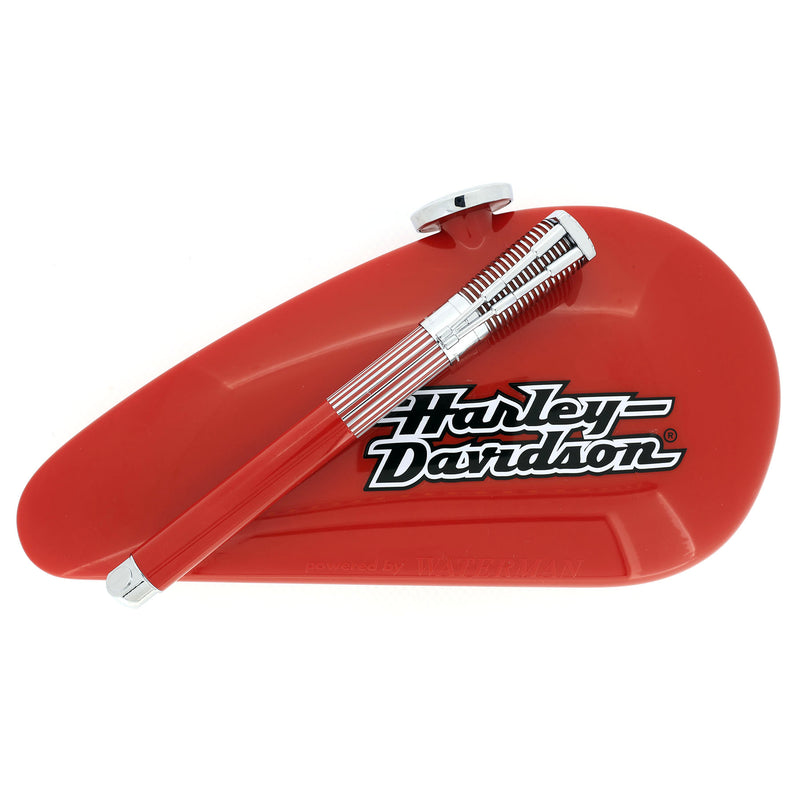 1999 WATERMAN RED & CHROME HARLEY DAVIDSON FOUNTAIN PEN IN GAS TANK BO