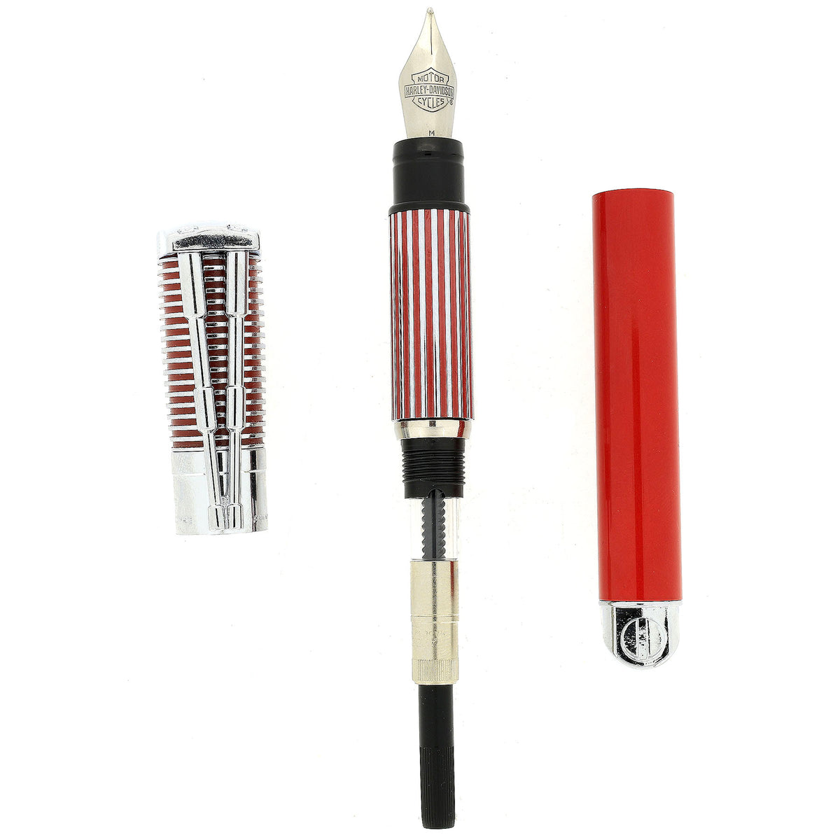 1999 WATERMAN RED & CHROME HARLEY DAVIDSON FOUNTAIN PEN IN GAS TANK BO