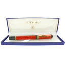 CIRCA 1992 WATERMAN PATRICIAN RED CORAL 18K FINE GLOBE NIB FOUNTAIN PEN OFFERED BY ANTIQUE DIGGER