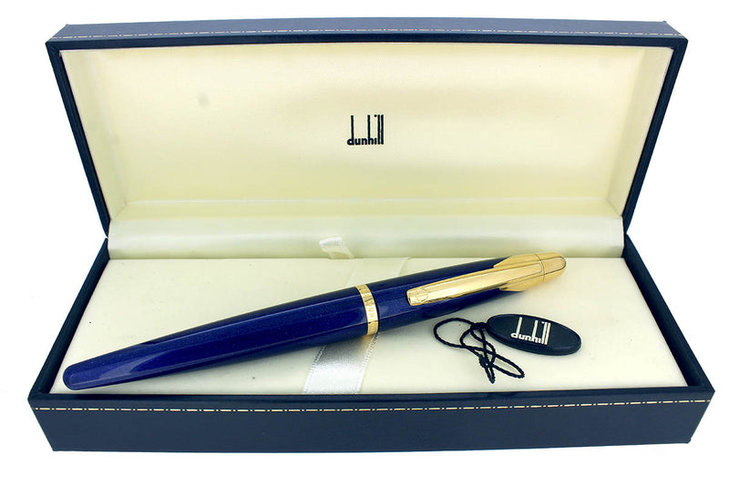 2000 ALFRED DUNHILL AD2000 METALLIC BLUE 18K MEDIUM NIB FOUNTAIN PEN BOXED MINT