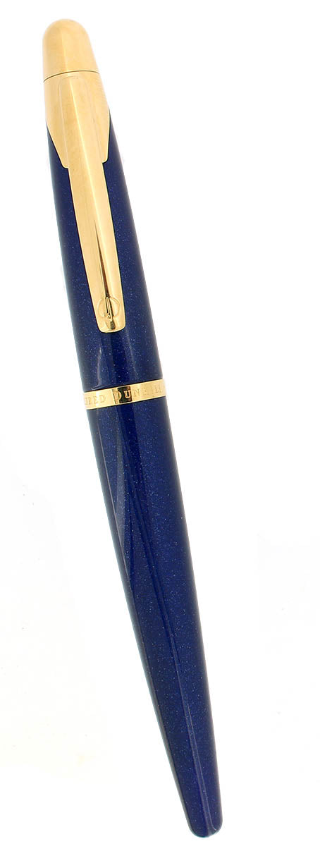 2000 ALFRED DUNHILL AD2000 METALLIC BLUE 18K MEDIUM NIB FOUNTAIN PEN BOXED MINT