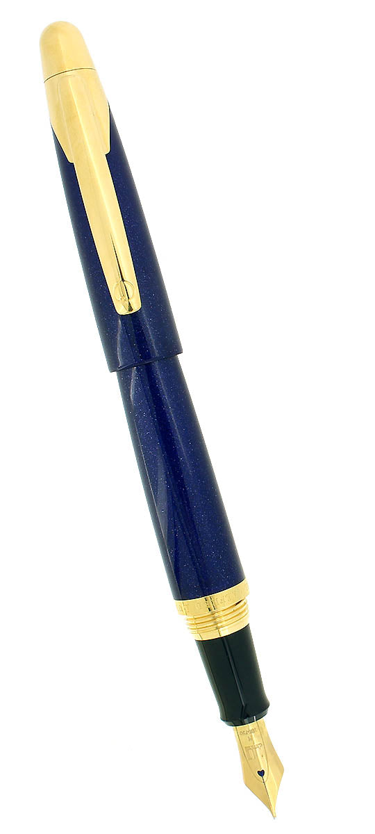 2000 ALFRED DUNHILL AD2000 METALLIC BLUE 18K MEDIUM NIB FOUNTAIN PEN BOXED MINT