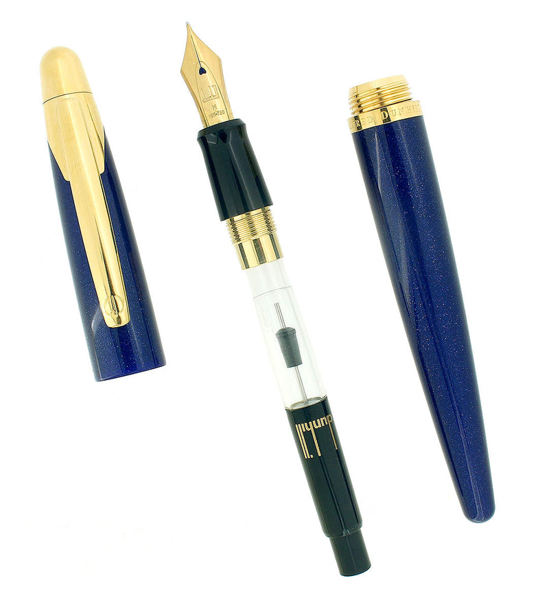 2000 ALFRED DUNHILL AD2000 METALLIC BLUE 18K MEDIUM NIB FOUNTAIN PEN BOXED MINT