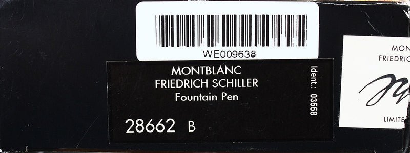 NEVER INKED 2000 MONTBLANC FRIEDRICH SCHILLER WRITER'S SERIES LIMITED EDITION FOUNTAIN PEN OFFERED BY ANTIQUE DIGGER