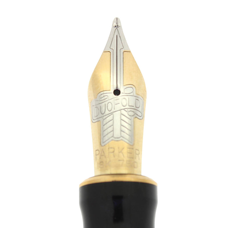 2000 PARKER DUOFOLD CENTENNIAL BLACK & PEARL 18K BROAD NIB FOUNTAIN PEN OFFERED BY ANTIQUE DIGGER