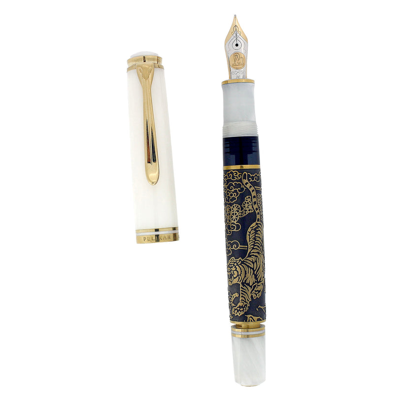 2000 PELIKAN M924 WHITE TIGER LIMITED EDITION 580/888 FOUNTAIN PEN W/BOX NEVER INKED OFFERED BY ANTIQUE DIGGER