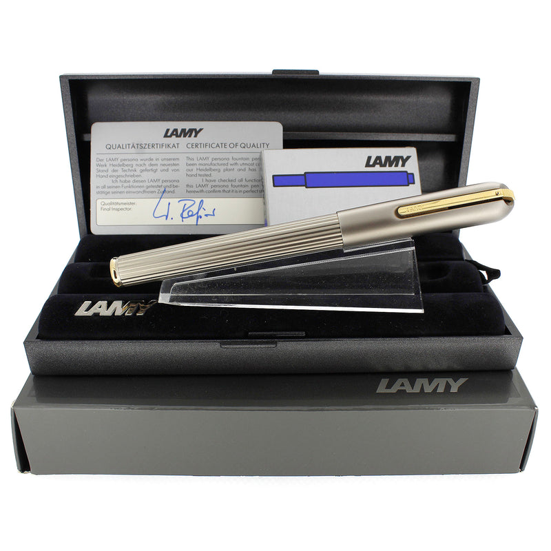 2001 LAMY PERSONA TITANIUM FINISH 14K NIB FOUNTAIN PEN NEVER INKED OFFERED BY ANTIQUE DIGGER