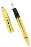 C2001 MONTBLANC 146 LEGRAND SOLITAIRE STERLING VERMEIL LINED PATTERN 18K M NIB FOUNTAIN PEN NEVER INKED STICKERED OFFERED BY ANTIQUE DIGGER