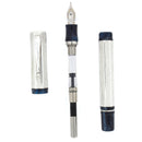 2001 MONTEGRAPPA PRIVILEGE DECO STERLING & BLUE PEARL LARGE FOUNTAIN PEN NEVER INKED OFFERED BY ANTIQUE DIGGER