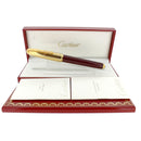 2002 CARTIER DANDY BURGUNDY MARBLED LACQUER & 18K GOLD PLATE CAP FOUNTAIN PEN OFFERED BY ANTIQUE DIGGER