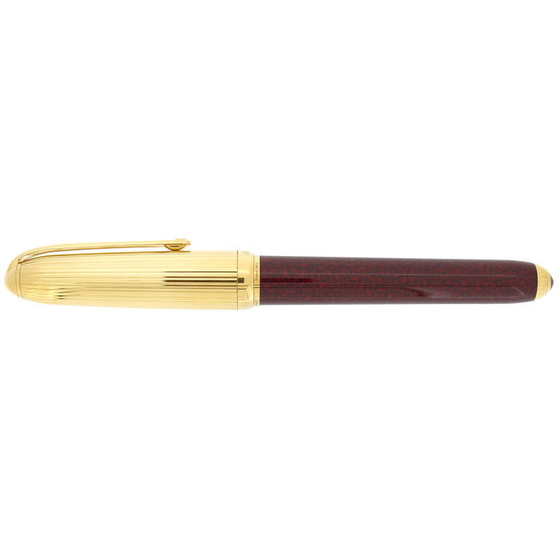 2002 CARTIER DANDY BURGUNDY MARBLED LACQUER & 18K GOLD PLATE CAP FOUNTAIN PEN OFFERED BY ANTIQUE DIGGER