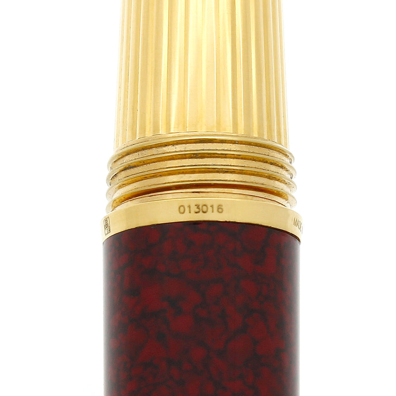 2002 CARTIER DANDY BURGUNDY MARBLED LACQUER & 18K GOLD PLATE CAP FOUNTAIN PEN OFFERED BY ANTIQUE DIGGER
