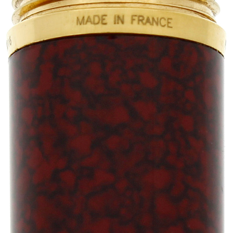 2002 CARTIER DANDY BURGUNDY MARBLED LACQUER & 18K GOLD PLATE CAP FOUNTAIN PEN OFFERED BY ANTIQUE DIGGER