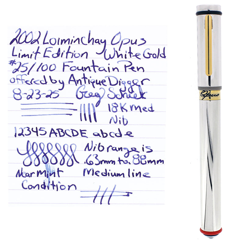 2002 LOIMINCHAY OPUS LIMITED EDITION WHITE GOLD 18K M NIB FOUNTAIN PEN
